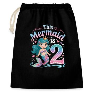 Sirène 2e anniversaire 2 ans - Sac cadeau 40 x 50 cm - noir - Devant