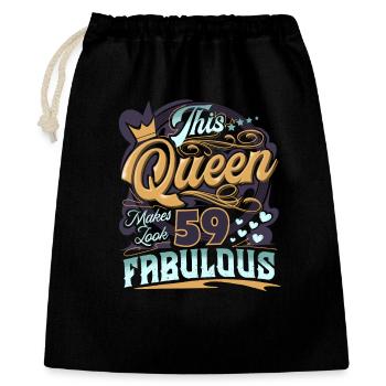 59. Geburtstag Queen - Geschenkbeutel aus Baumwolle (40 x 50 cm) - Schwarz - Vorne