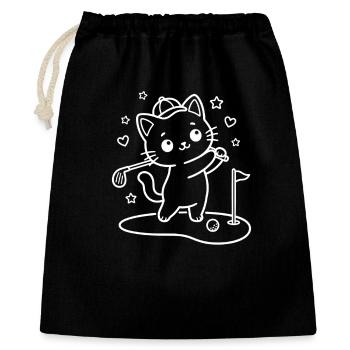 Kawaii Cat Playing Golf - Gift Bag 40 x 50 cm - black - Front