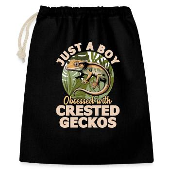 Funny Reptile Crested Gecko - Geschenkbeutel aus Baumwolle (40 x 50 cm) - Schwarz - Vorne