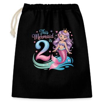 Sirène 2e anniversaire 2 ans - Sac cadeau 40 x 50 cm - noir - Devant