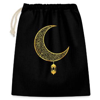 Ramadan Kareem Goldene Mondsichel - Geschenkbeutel aus Baumwolle (40 x 50 cm) - Schwarz - Vorne