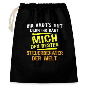Steuerberater Geschenk - Geschenkbeutel aus Baumwolle (40 x 50 cm) - Schwarz - Vorne