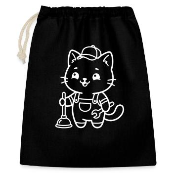 Plombier Kawaii Cat - Sac cadeau 40 x 50 cm - noir - Devant