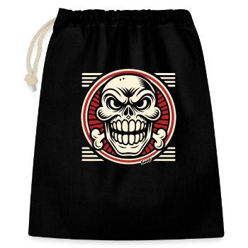 Crâne souriant avec emblème osseux - Sac cadeau 40 x 50 cm - noir - Devant