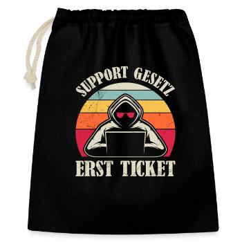 Computer Science Coder SUPPORT GESETZ ERST TICKET - Geschenkbeutel aus Baumwolle (40 x 50 cm) - Schwarz - Vorne