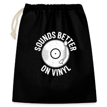 Klingt besser auf Vinyl - Geschenkbeutel aus Baumwolle (40 x 50 cm) - Schwarz - Vorne
