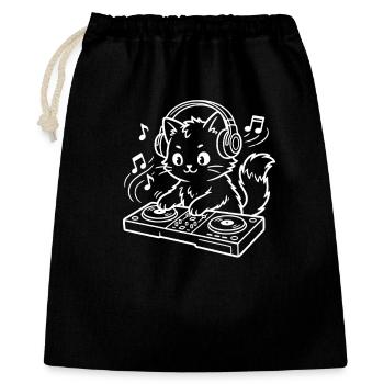 DJ Kawaii Cat - Sac cadeau 40 x 50 cm - noir - Devant