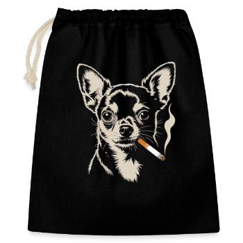 Chihuahua Shirt – Sketch Dog Motif - Gift Bag 40 x 50 cm - black - Front