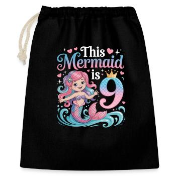 Mermaid 9th Birthday 9 Years - Gift Bag 40 x 50 cm - black - Front