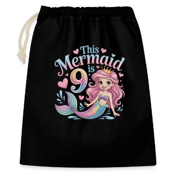 Mermaid 9th Birthday 9 Years - Gift Bag 40 x 50 cm - black - Front