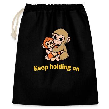 Continue de t’accrocher, les singes - Sac cadeau 40 x 50 cm - noir - Devant