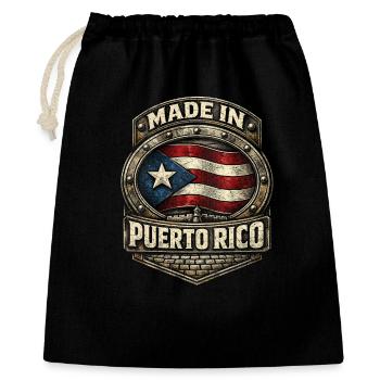 Made In Puerto Rico Boricua - Geschenkbeutel aus Baumwolle (40 x 50 cm) - Schwarz - Vorne