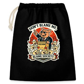 Blame Society Pig Cartoon Tee - Gift Bag 40 x 50 cm - black - Front