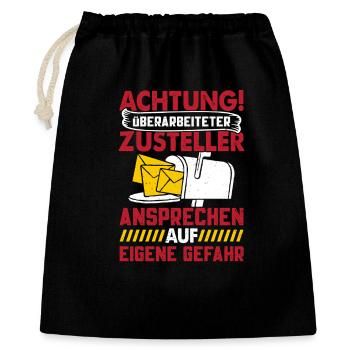 Briefträger ACHTUNG ÜBERARBEITETER ZUSTELLER - Geschenkbeutel aus Baumwolle (40 x 50 cm) - Schwarz - Vorne