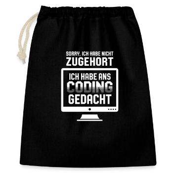 Coding-Gedanke statt Zuhören - Geschenkbeutel aus Baumwolle (40 x 50 cm) - Schwarz - Vorne