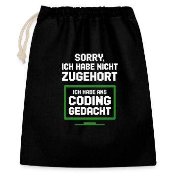 Coding Monitor Tee - Geschenkbeutel aus Baumwolle (40 x 50 cm) - Schwarz - Vorne