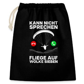 Gleitschirmflug KANN NICHT SPRECHEN FLIEGE Lustige - Geschenkbeutel aus Baumwolle (40 x 50 cm) - Schwarz - Vorne