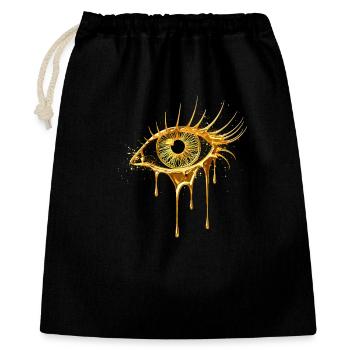 Auge in Gold Optik - Geschenkbeutel aus Baumwolle (40 x 50 cm) - Schwarz - Vorne