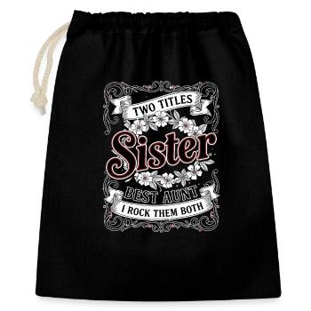 Schwester Beste Tante Stolz - Geschenkbeutel aus Baumwolle (40 x 50 cm) - Schwarz - Vorne