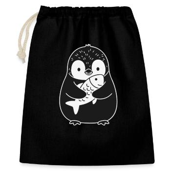 Pinguin Fisch Süßes Tier - Geschenkbeutel aus Baumwolle (40 x 50 cm) - Schwarz - Vorne