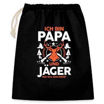 Papa Vater Vatertag Jagd Jagen Waidmann Jäger - Geschenkbeutel aus Baumwolle (40 x 50 cm) - Schwarz - Vorne