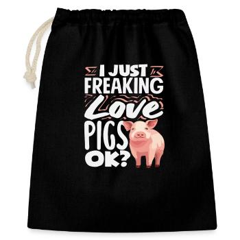 J’adore les cochons, juste OK Animal mignon - Sac cadeau 40 x 50 cm - noir - Devant
