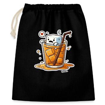 Eiswürfel mit Herz im Getränk Cartoon - Geschenkbeutel aus Baumwolle (40 x 50 cm) - Schwarz - Vorne