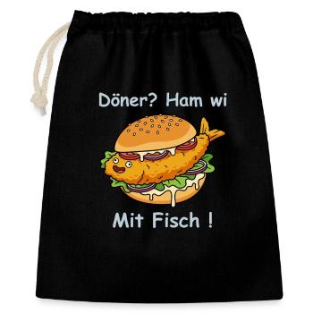 Cartoon Fischbrötchen Küsten Humor - Geschenkbeutel aus Baumwolle (40 x 50 cm) - Schwarz - Vorne