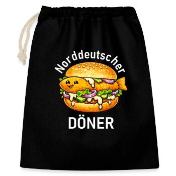 Lustiges Fischbrötchen Küstenhumor Nordsee Ostsee - Geschenkbeutel aus Baumwolle (40 x 50 cm) - Schwarz - Vorne