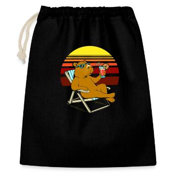 Capybara auf der Sonnenliege Retro-Sonnenurlaub - Geschenkbeutel aus Baumwolle (40 x 50 cm) - Schwarz - Vorne