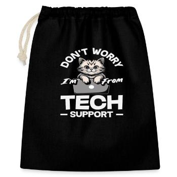 Keine Sorge ich bin vom Tech Support Katze IT - Geschenkbeutel aus Baumwolle (40 x 50 cm) - Schwarz - Vorne