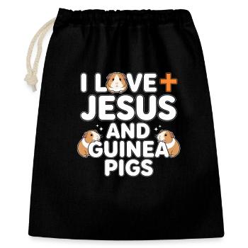 J’aime Jésus et les cochons d’Inde - Sac cadeau 40 x 50 cm - noir - Devant