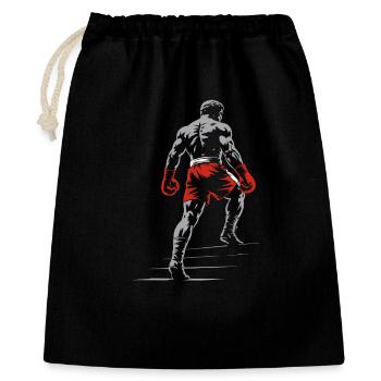 Boxer mit Boxhandschuhen - Geschenkbeutel aus Baumwolle (40 x 50 cm) - Schwarz - Vorne