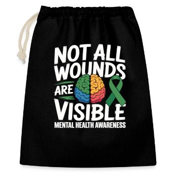 Not All Wounds Are Visible – Mental Health - Gift Bag 40 x 50 cm - black - Front