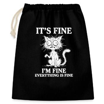 It's Fine I'm Fine Everything is Fine Katzen - Geschenkbeutel aus Baumwolle (40 x 50 cm) - Schwarz - Vorne