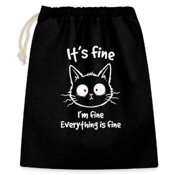 It's Fine I'm Fine Everything is Fine Katzen - Geschenkbeutel aus Baumwolle (40 x 50 cm) - Schwarz - Vorne