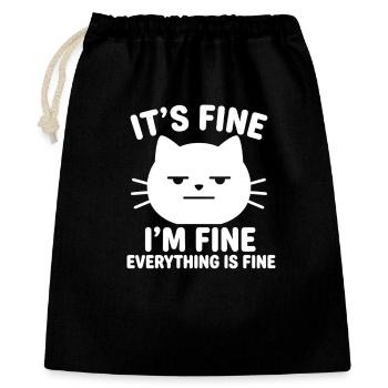 It's Fine I'm Fine Everything is Fine Katzen - Geschenkbeutel aus Baumwolle (40 x 50 cm) - Schwarz - Vorne