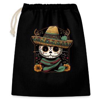 Mexican Cat Cinco De Mayo Sugar Skull Sombrero - Gift Bag 40 x 50 cm - black - Front
