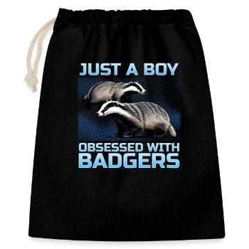 Funny Animal Badger - Gift Bag 40 x 50 cm - black - Front