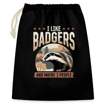 Funny Animal Badger - Gift Bag 40 x 50 cm - black - Front