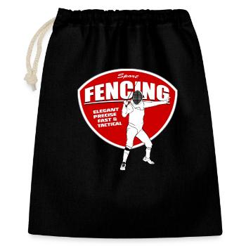 Fencing - Fechten - Fechter - Fechtkampf - Geschenkbeutel aus Baumwolle (40 x 50 cm) - Schwarz - Vorne