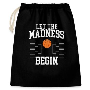Lasst den Wahnsinn beginnen, Basketball College-Basketball - Geschenkbeutel aus Baumwolle (40 x 50 cm) - Schwarz - Vorne