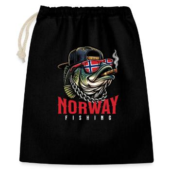 Pêche en Norvège Pêche Voyage de pêche - Sac cadeau 40 x 50 cm - noir - Devant