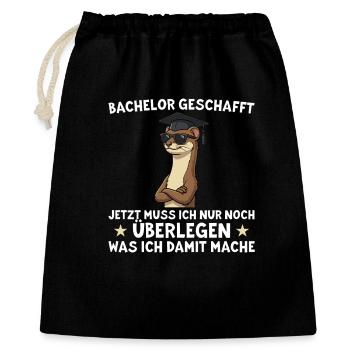 Bachelor geschafft – Lustiges Absolventen Geschenk - Geschenkbeutel aus Baumwolle (40 x 50 cm) - Schwarz - Vorne