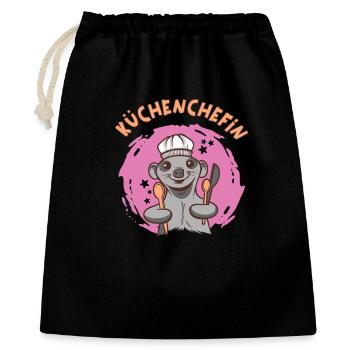 Küchenchefin Köchin Hobbyköchin Kochen - Geschenkbeutel aus Baumwolle (40 x 50 cm) - Schwarz - Vorne