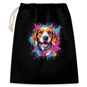 Bunter Beagle Splash Art Dog - Geschenkbeutel aus Baumwolle (40 x 50 cm) - Schwarz - Vorne