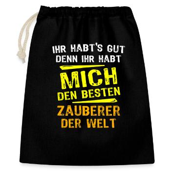 Zauberer Geschenk - Geschenkbeutel aus Baumwolle (40 x 50 cm) - Schwarz - Vorne