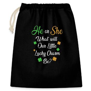 Baby Party Gender Reveal St. Patrick Day - Geschenkbeutel aus Baumwolle (40 x 50 cm) - Schwarz - Vorne