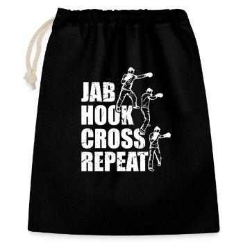 Jab Hook Cross Repeat - Geschenkbeutel aus Baumwolle (40 x 50 cm) - Schwarz - Vorne